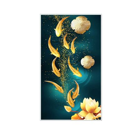 Tranh cửu ngưu quần hội bên hoa sen